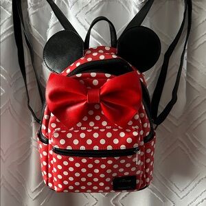Mini Mouse Themed Loungefly - Red Polka Dot Backpack with Bow